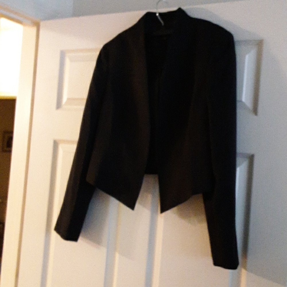 Black Waist length Blazer with hook and eye front